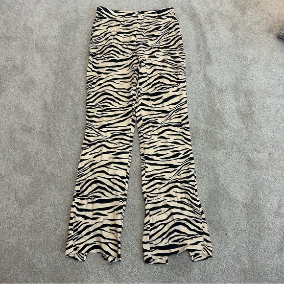 Zara cream black tiger animal print satin effect pyjama pants back slit NWT - Picture 14 of 14